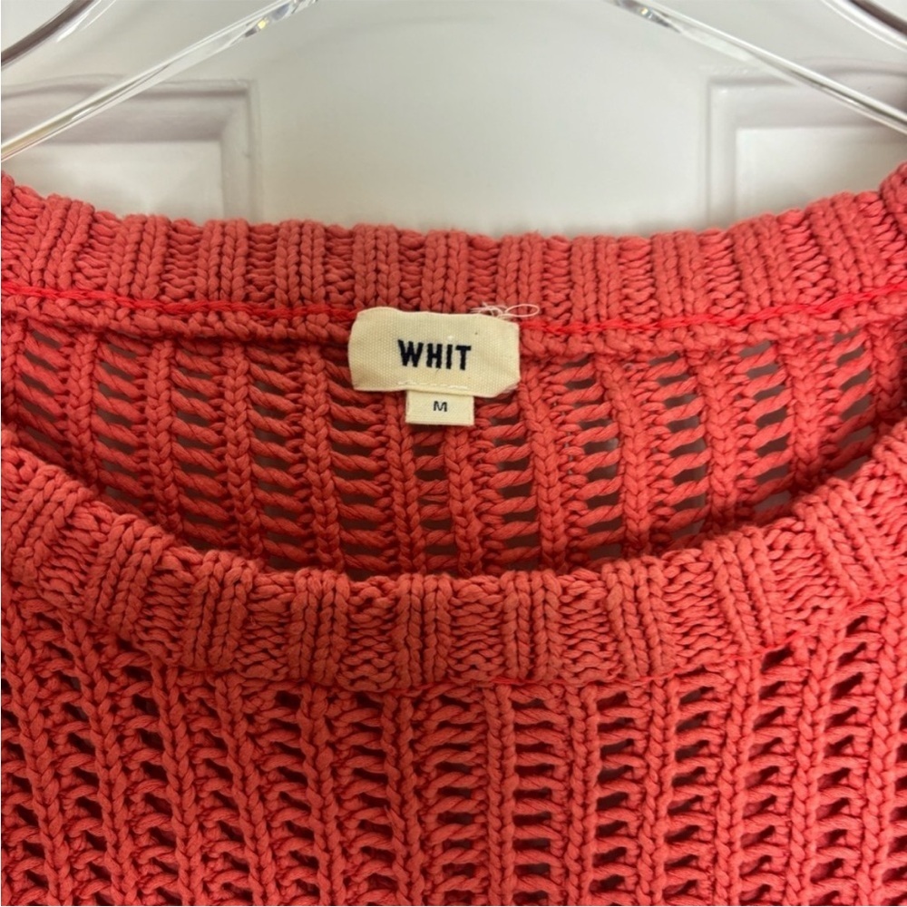 WHIT Red ❤️ Cotton Summer Short Sleeve Sweater with Open Knit Design. Cute! ❤️ - Picture 4 of 8